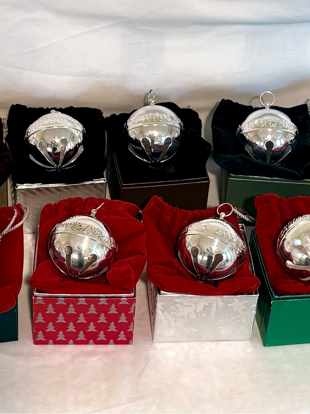 Wallace Silversmiths Shiny Silver Bell Ornament Set